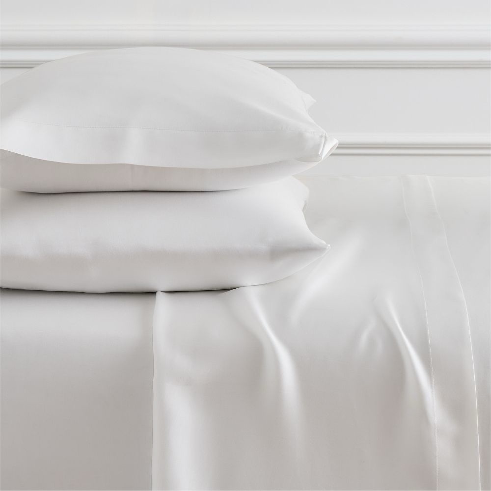West Elm 400 TC Organic Sateen Wide Hem Full Sheet Set in White NWT - Picture 2 of 3